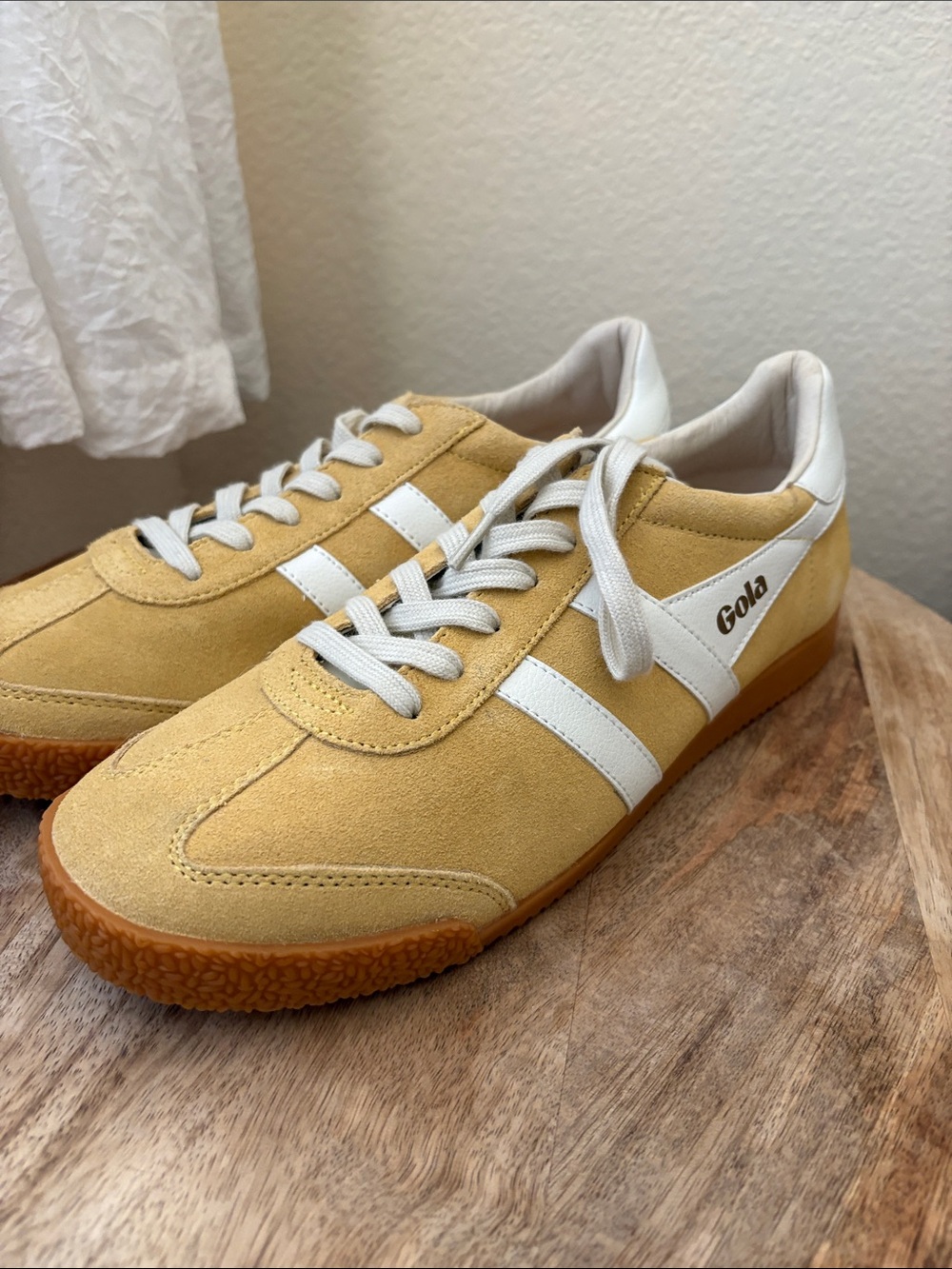 Gola Men’s Yellow Suede Sneakers with White Stripes